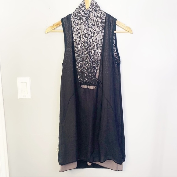 ARTIZIA Wilfred Sabine Diamond Print Drop Waist Mini Black Dress Size XXS - Picture 13 of 13